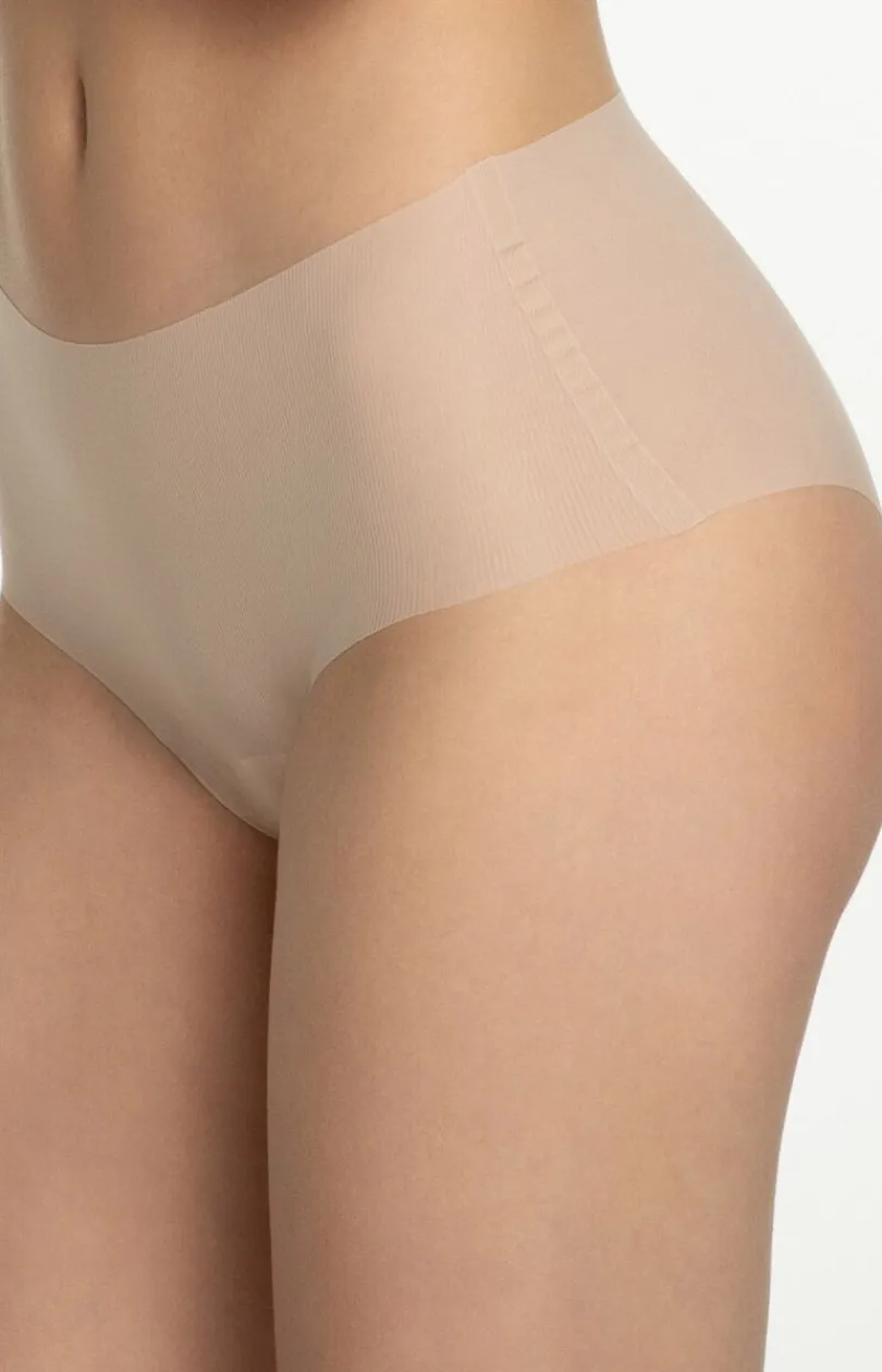 Damskie Julimex Majtki Z Wysokim Stanem|Figi Bezszwowe - Bezszwowe figi damskie beżowe Mousse Maxi