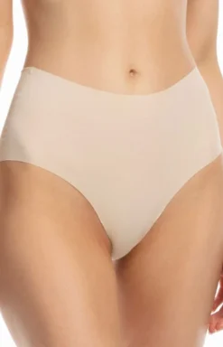 Damskie Julimex Majtki Z Wysokim Stanem|Bielizna Plus Size - Bezzwowe figi dakie beżowe Infinity axi