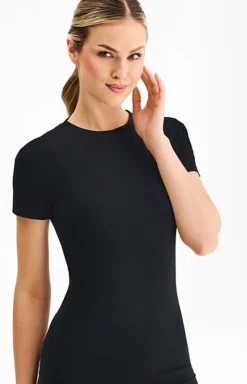 Bezszwowy t-shirt z krótkim rękawem czarny S115