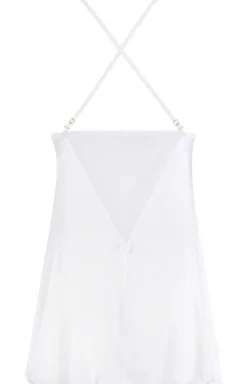 Biała koszulka nocna babydoll z paseczkami V-10459