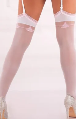 Damskie LivCo Corsetti Fashion Pończochy Do Pasa|Pończochy - Białe koronkowe pończochy ślubne Mieva 15 DEN