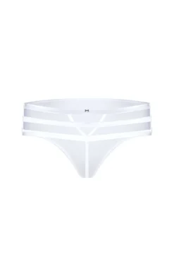 Damskie Róża Figi, Stringi, Panty|Stringi Damskie - Białe tringi damkie z ozdobnym tyłem Amorre