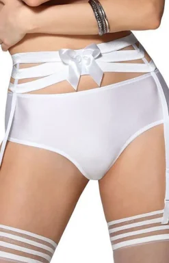 Damskie Róża Figi, Stringi, Panty|Stringi Damskie - Białe tringi damkie z ozdobnym tyłem Amorre