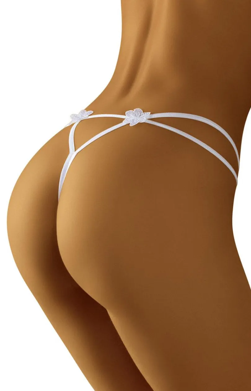 Damskie Wol-bar Figi, Stringi, Panty|Stringi Sznurki - Białe tringi znurki aracca