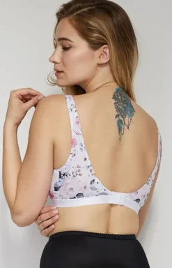 Biały miękki biustonosz Mama Basic Lilly w kwiaty