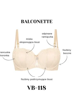 Biustonosz balconette usztywniany z odpinanymi ramiączkami VB-118