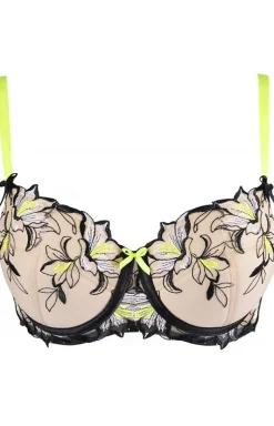 Biustonosz koronkowy push-up z kwiatowym haftem V-10151