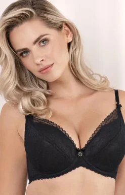 Biustonosz koronkowy push-up czarny Elisabeth BP19