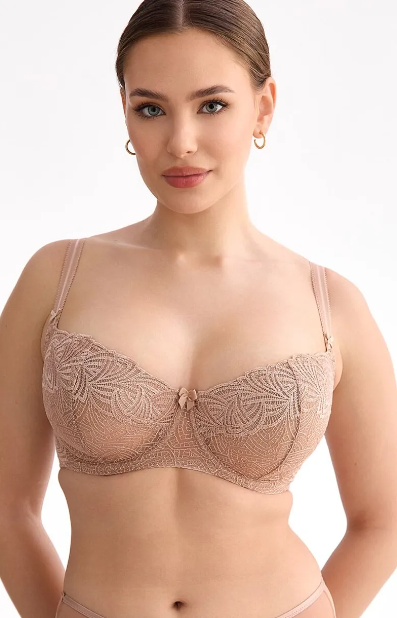 Biustonosz miękki soft balconette beżowy Rina B139