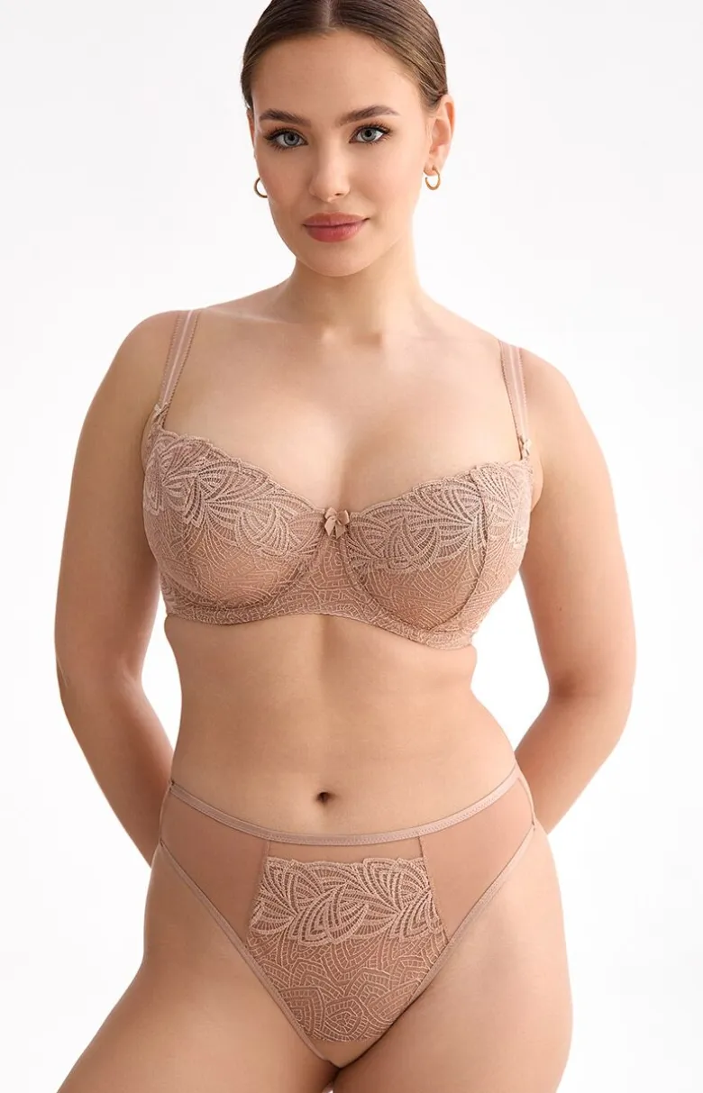 Biustonosz miękki soft balconette beżowy Rina B139