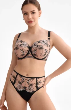 Biustonosz miękki soft beżowo-czarny Salma B171
