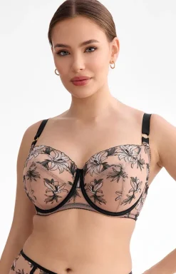 Biustonosz miękki soft beżowo-czarny Salma B171