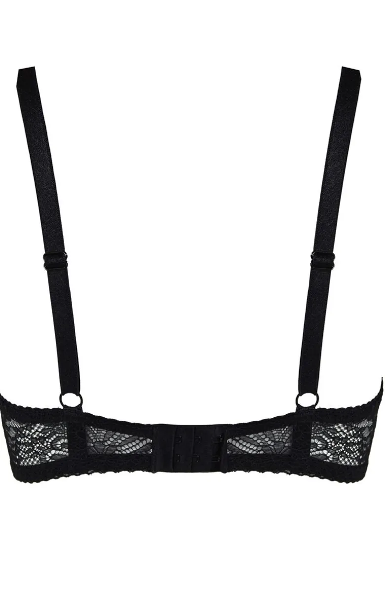 Biustonosz miękki soft bralette koronkowy czarny Fancy 19237