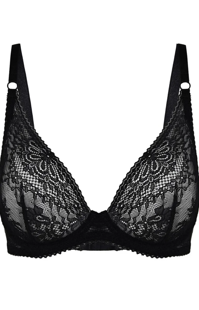 Biustonosz miękki soft bralette koronkowy czarny Fancy 19237