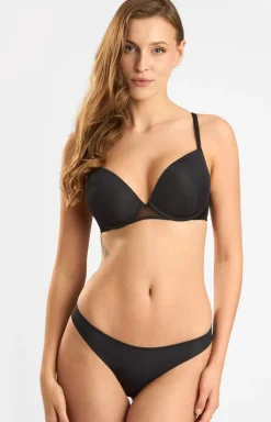Biustonosz push-up balconette plunge czarny 1919