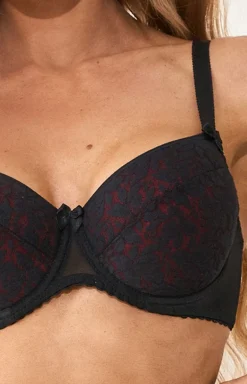 Biustonosz push-up czarno-czerwony Laila