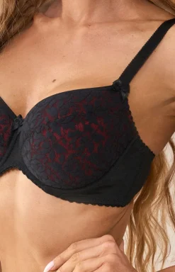 Biustonosz push-up czarno-czerwony Laila