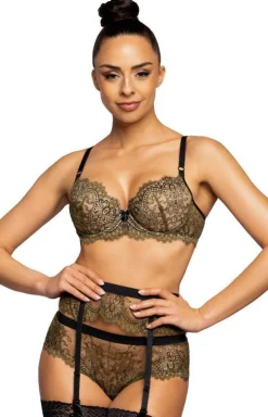 Biustonosz push-up khaki-czarny Chelsea M-3703/11
