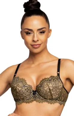 Biustonosz push-up khaki-czarny Chelsea M-3703/11