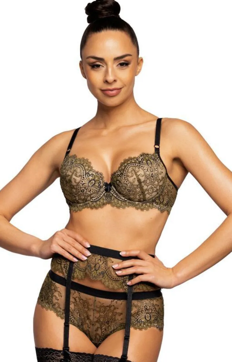 Biustonosz push-up khaki-czarny Chelsea M-3703/11