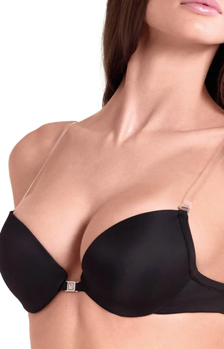 Biustonosz push-up wielofunkcyjny zapinany z przodu czarny Joker 021L