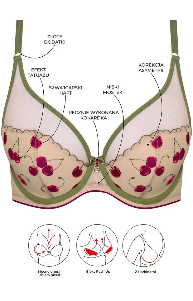Samanta Biustonosze Push-Up - Biustonosz push-up z haftem Cheri A338