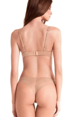 Biustonosz półusztywniany semi-soft bezszwowy bez fiszbin ciemnobeżowy Shine