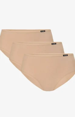 Damskie ATLANTIC Majtki Z Wysokim Stanem|Bielizna Plus Size - 3BLP-603 bawełniane beżowe figi daskie z wyższy stane 3-pack