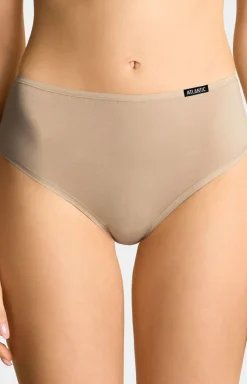 Damskie ATLANTIC Majtki Z Wysokim Stanem|Bielizna Plus Size - 3BLP-603 bawełniane beżowe figi daskie z wyższy stane 3-pack