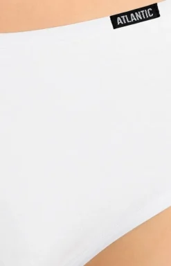 Damskie ATLANTIC Majtki Z Wysokim Stanem|Bielizna Plus Size - 3BP-603 bawełniane białe figi daskie z wyższy stane 3-pack