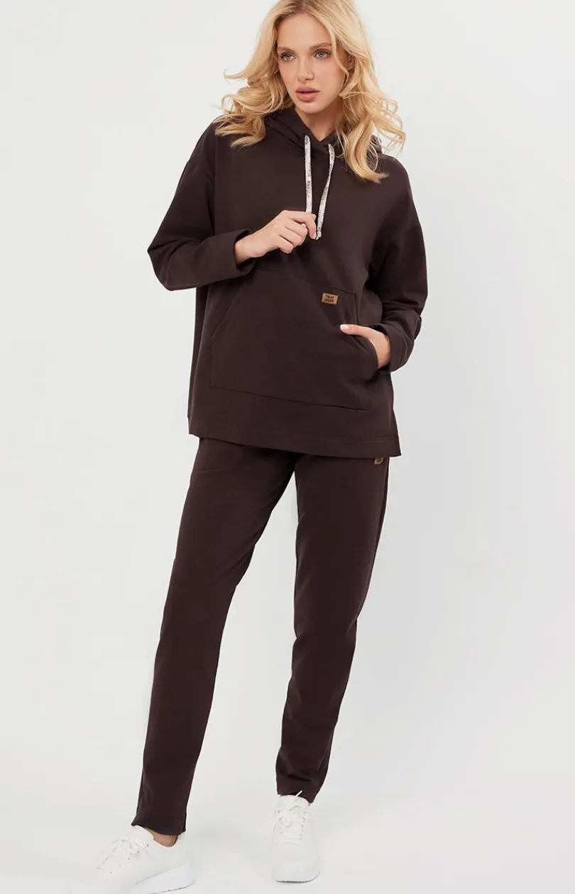 Italian Fashion Moda|Bielizna Homewear - Buza daka z długi rękawe brązowa ago