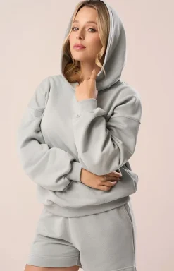 Bluza dresowa damska z kapturem w kolorze eukaliptusowym 3010