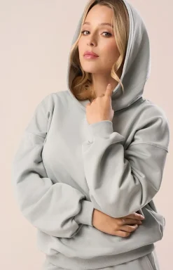 Bluza dresowa damska z kapturem w kolorze eukaliptusowym 3010