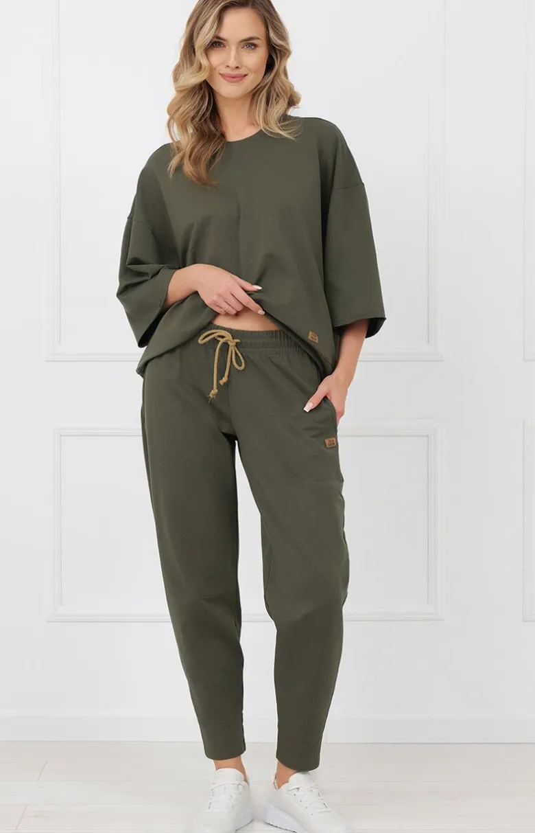 Bluzka damska z rękawem 3/4 khaki Kaori