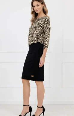 Italian Fashion Moda - Buzka daka z rękawe 3/4 w panterkę Kenia