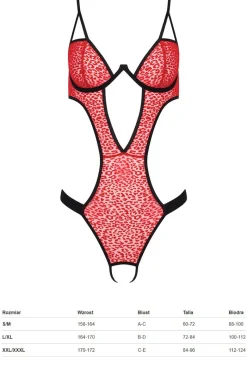 Passion Body|Body - Body damskie koronkowe z otwartym krokiem Porigelia
