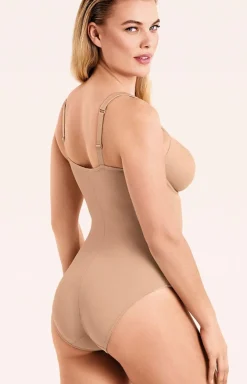 INFIORE Body|Bielizna Wyszczuplająca - Body damskie modelujące gładkie cieliste z fiszbinami New Sara Microshape