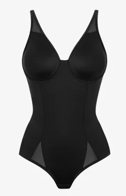 Body damskie modelujące gładkie czarne z fiszbinami New Sara Microshape