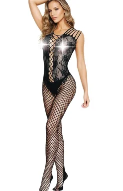 SoftLine Collection Bodystocking|Body - Bodystocking siateczkowe z otwartym krokiem 89-5590681410