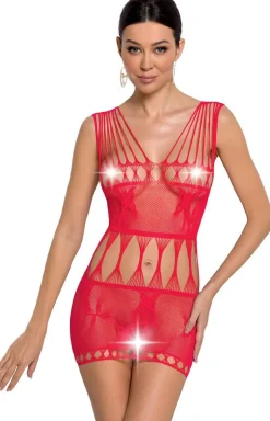 Bodystocking sukienka czerwona koszulka BS090
