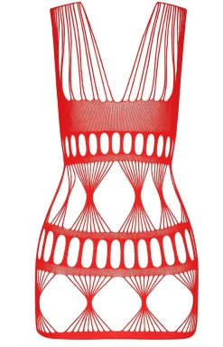 Bodystocking sukienka czerwona koszulka BS089