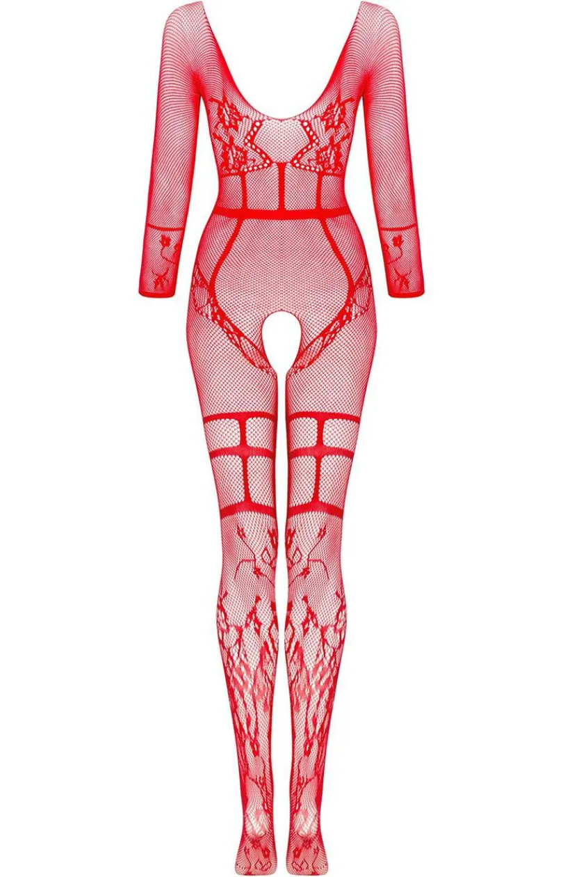 Beauty Night Bodystocking|Body - Bodystocking z otwarciem w kroku czerwone Lorna