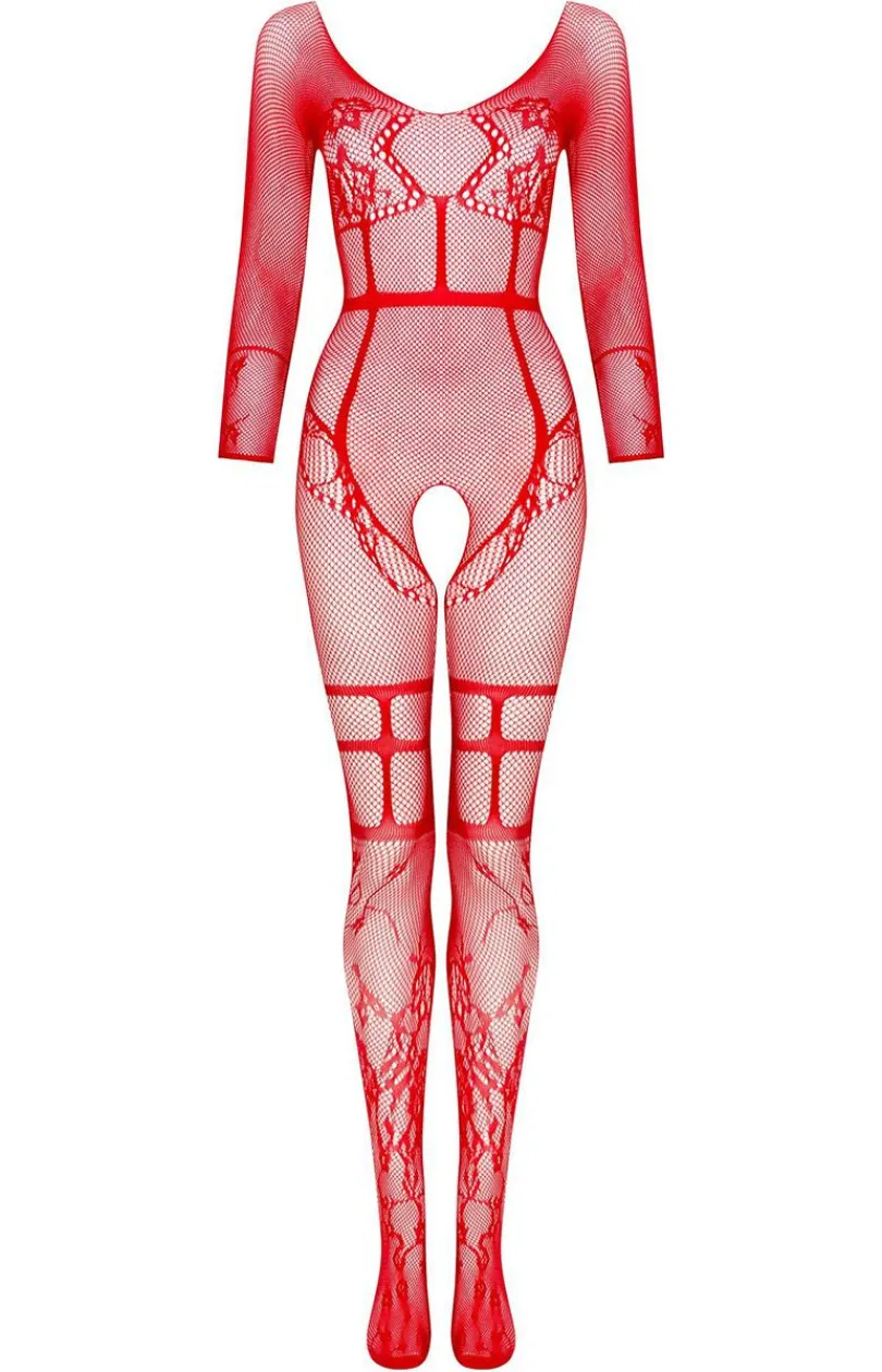 Beauty Night Bodystocking|Body - Bodystocking z otwarciem w kroku czerwone Lorna