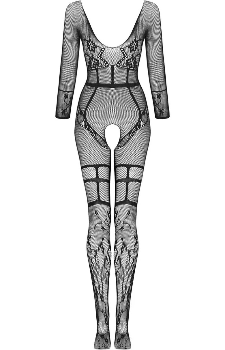 Bodystocking z otwarciem w kroku czarne Lorna