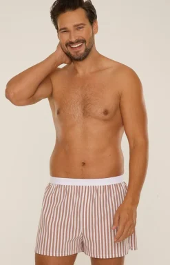 Bokserki do spania w brązowe paski Taylor 826