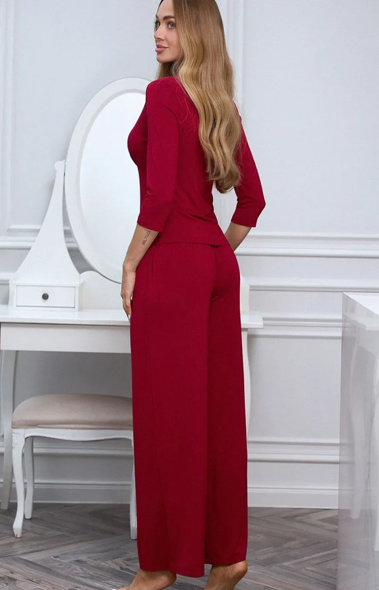 Bordowa piżama damska z długimi spodniami LONG SOFT SKIMS
