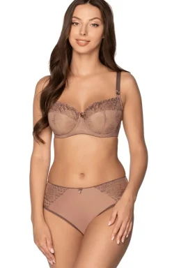Brązowy biustonosz semi-soft z haftem Elena Art. 1107