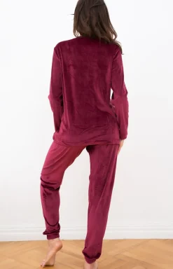 Damskie Italian Fashion Ciepłe Piżamy|Piżamy Polarowe - Ciepła piżaa daska bordowa Akara