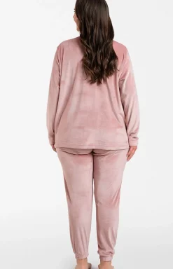 Damskie Italian Fashion Ciepłe Piżamy|Piżamy Polarowe - Ciepła piżaa daka pudrowy róż Akara