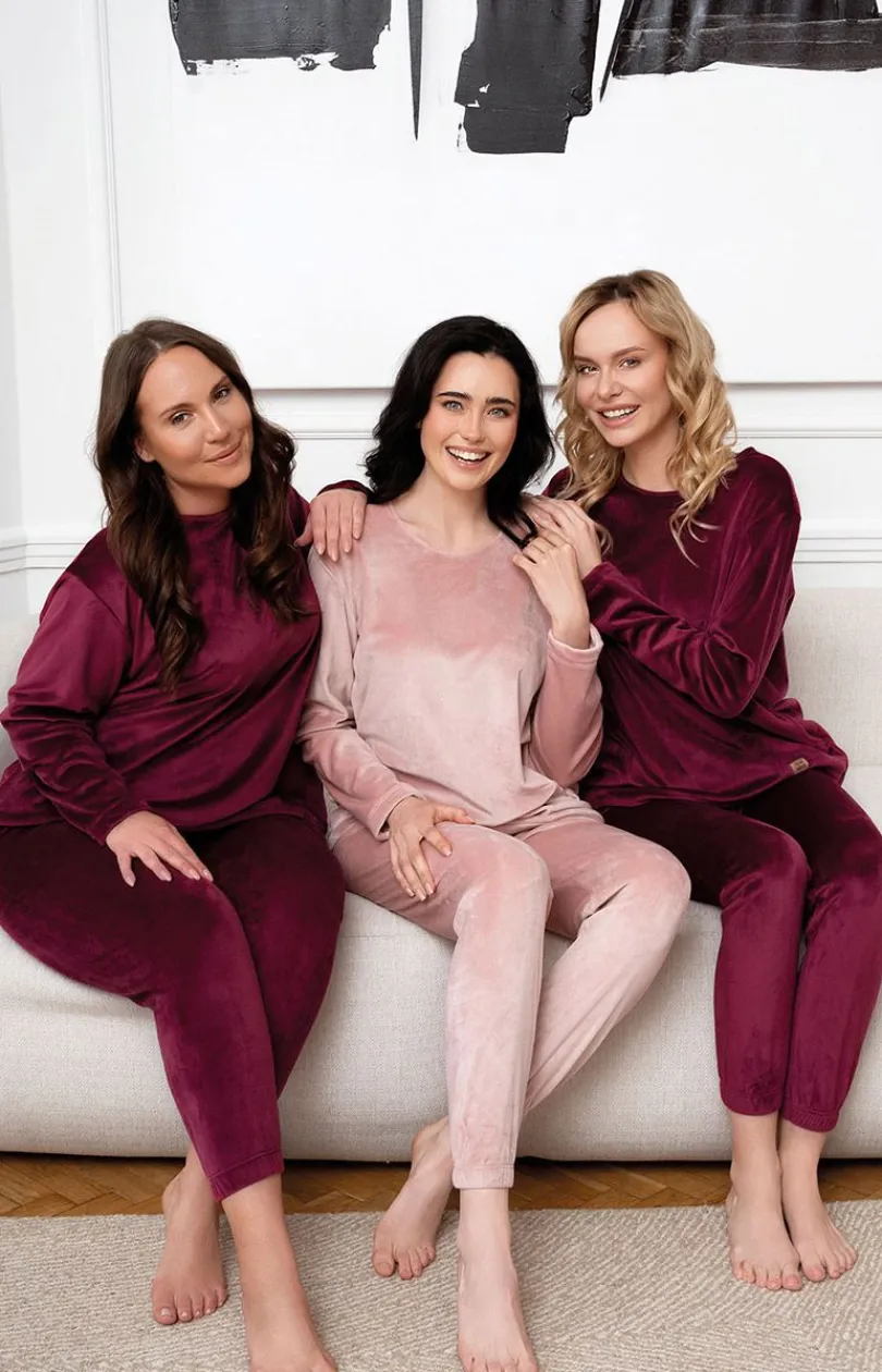 Damskie Italian Fashion Ciepłe Piżamy|Piżamy Polarowe - Ciepła piżaa daka pudrowy róż Akara